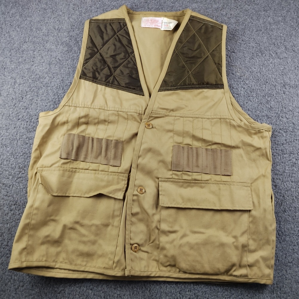 VTG Saftbak Hunting Vest Mens Large Hunter Tan Quilted Game Pouch Bird